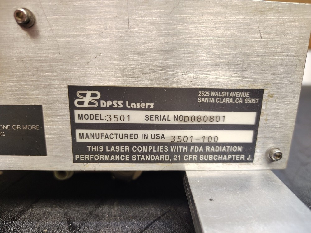 DPSS Lasers Model 3501 Laser Head With Thermotek Solid St. Recirculating Chiller