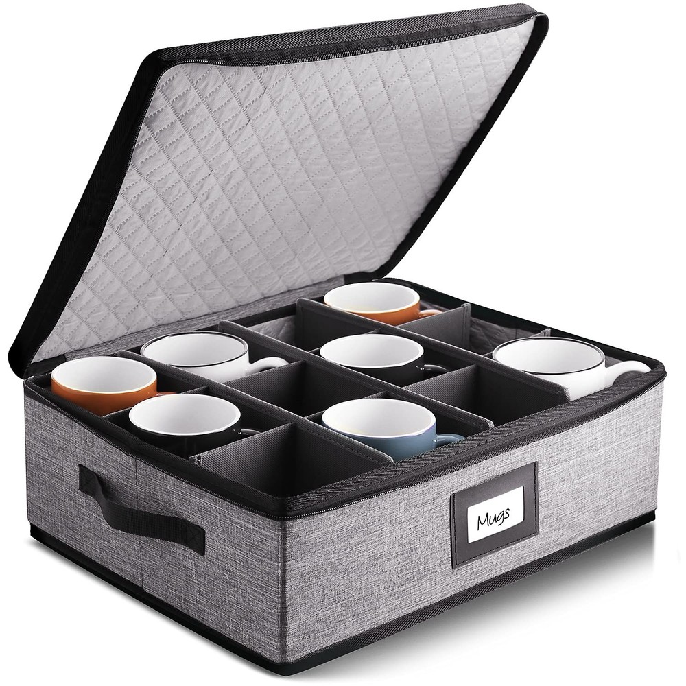 Coffee Mug Storage, Quilted and Stackable Coffee Cup Storage Organizer for Se...