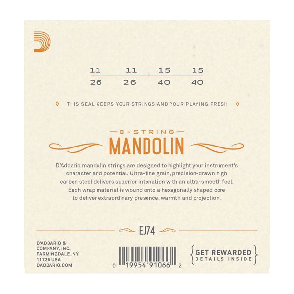 D'Addario EJ74 Mandolin Strings, Phosphor Bronze, Medium, 11-40