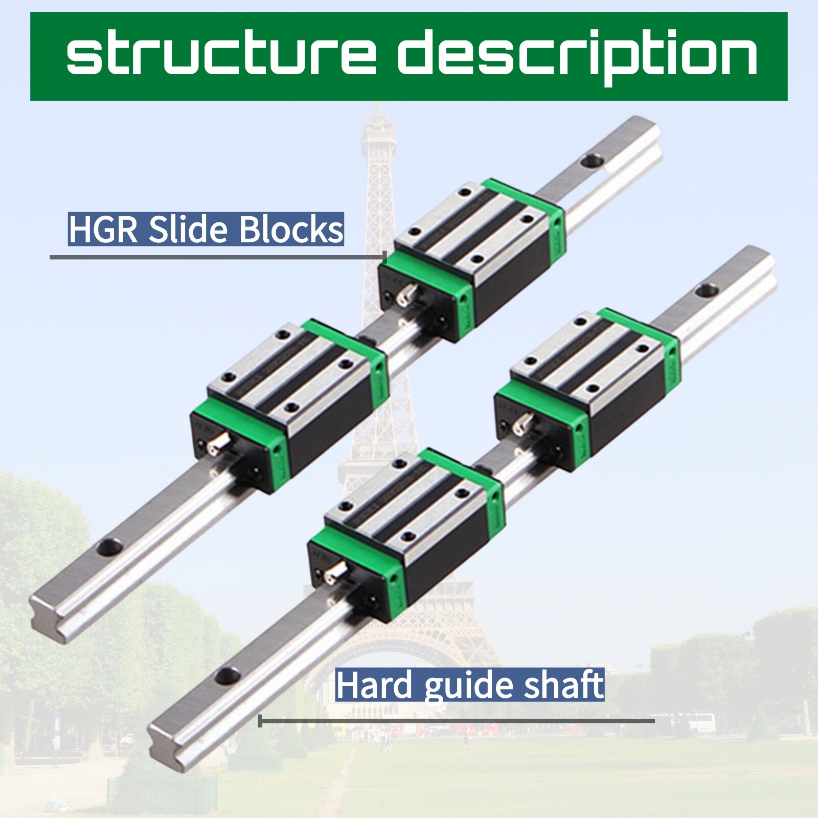 HGR15 HGR20 HGR25 2X Linear Rail Guide+4X HGH15/20/25CA Block 200-2000mm Set CNC