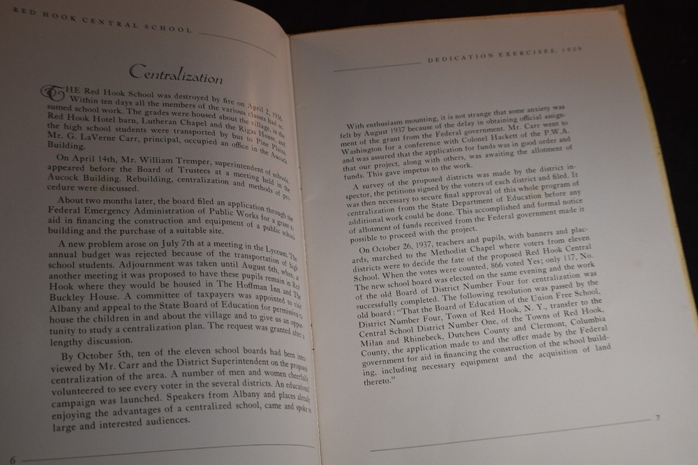 1939 Red Hook School District Dedication Exercises Booklet