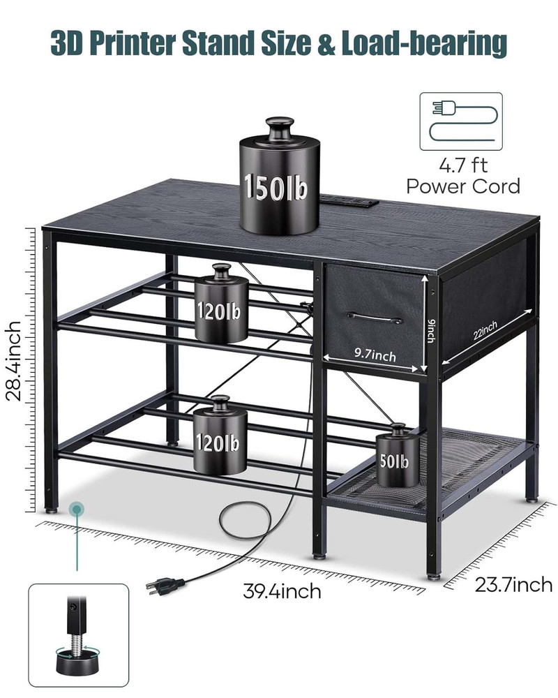 3D Printer Table with Filaments Storage - 3D Printer Stand Filament Storage Rack
