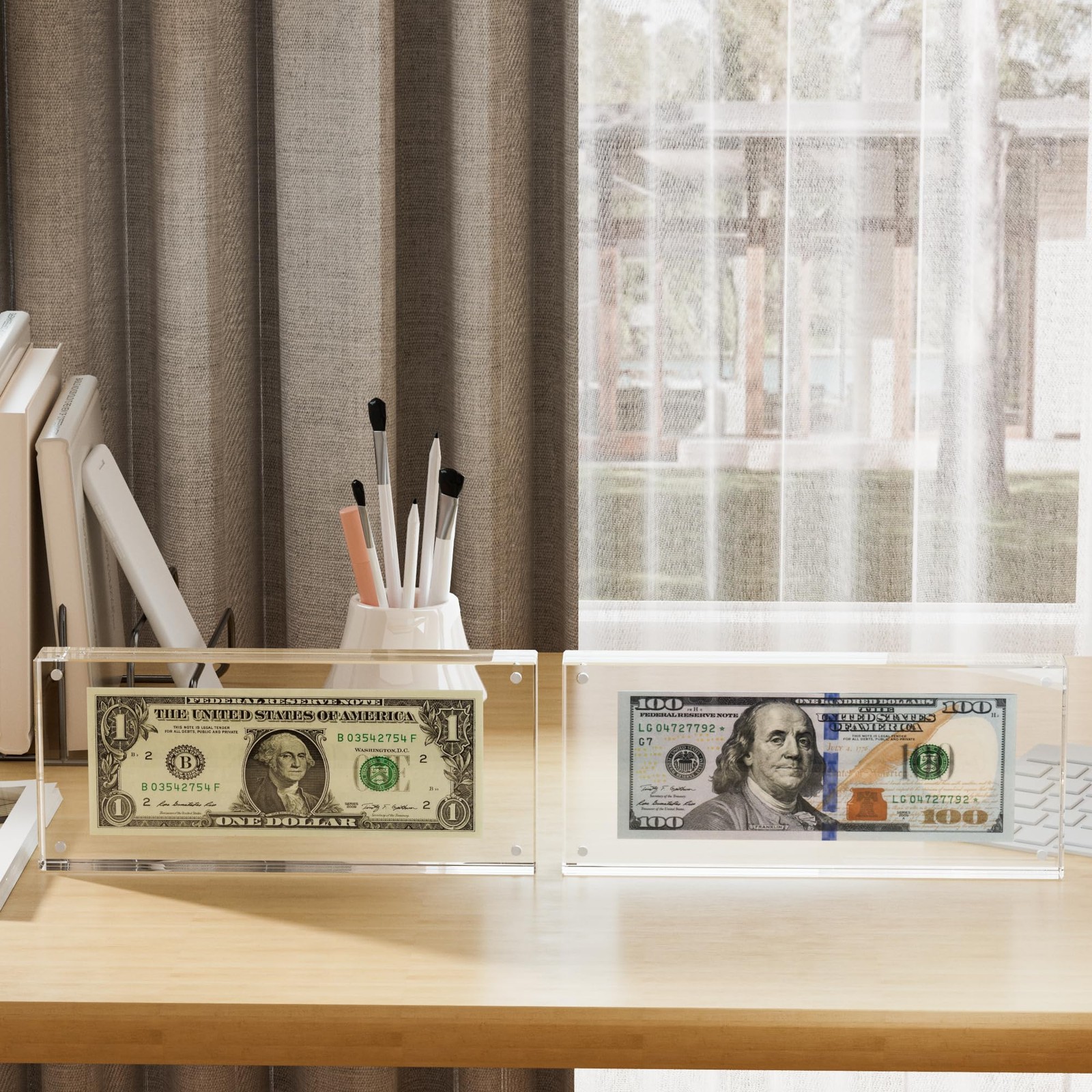 Dollar Bill Frame Display – 7.8" x 3.9" Acrylic 1 Pack, Clear