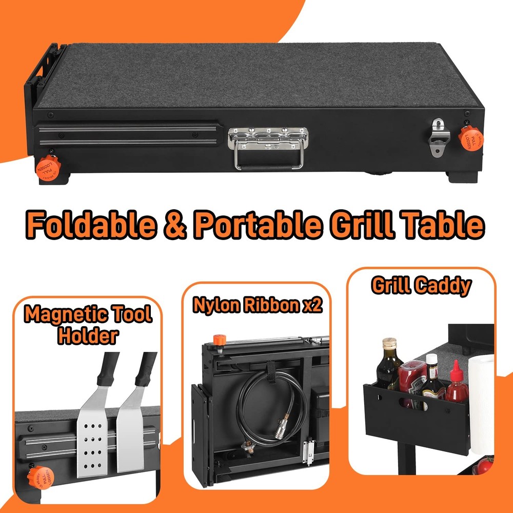 Grill Table for Blackstone Griddle, Portable Griddle Table with Caddy - Fit 1...
