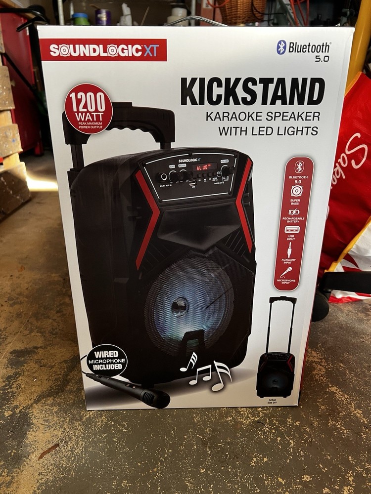 New Portable Karaoke Machine Bluetooth Speaker Soundlogic XT Bluetooth 5 LED
