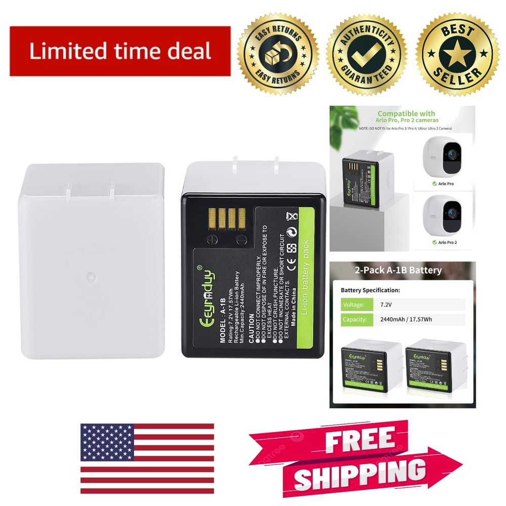 2-Pack A-1B Rechargeable Lithium Battery Replacement for Arlo Pro Cameras