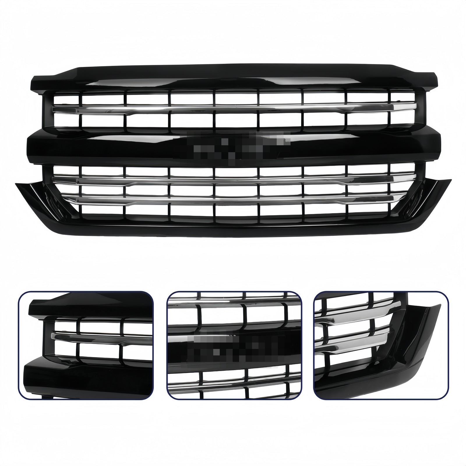 For 2016 2017 2018 Chevy Silverado 1500 Z71 Front Upper Grille Grill Gloss Black