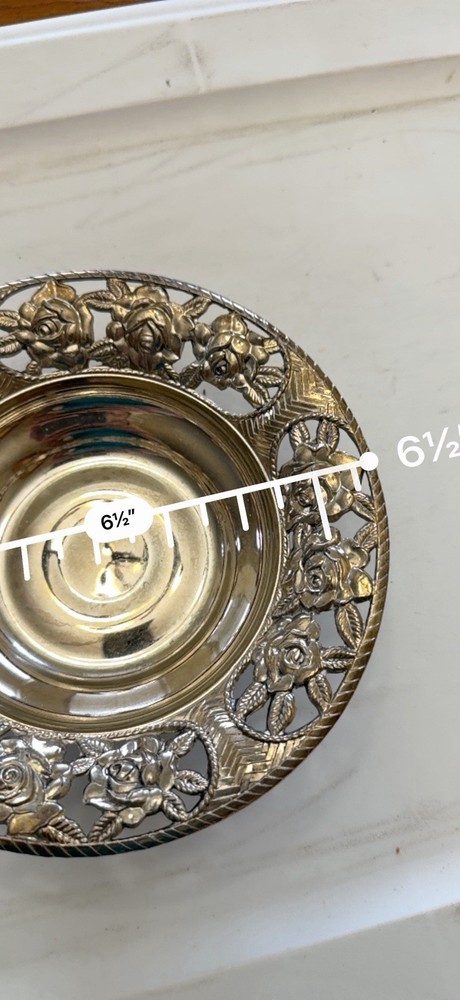 Vintage Silver Plated Footed Bowl, Decorative Rose Pattern