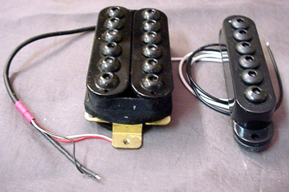 SINGLE + HUMBUCKER GUITAR PICKUP SET - BLACK + HEX POLE