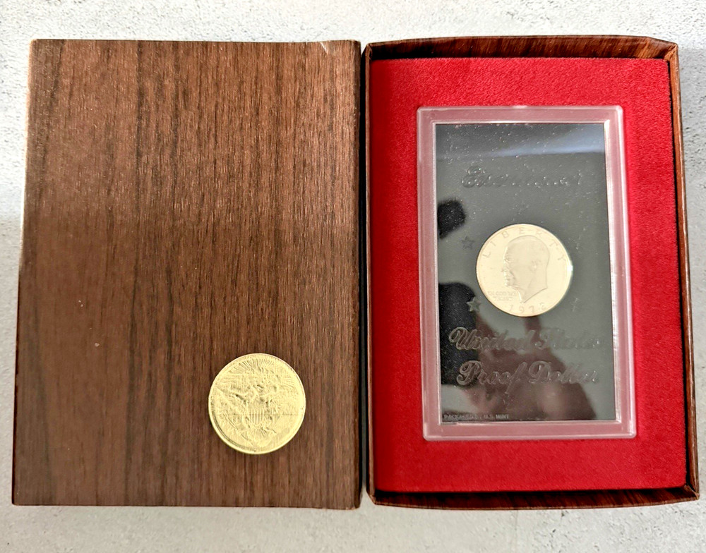 1972-S $1 40% Silver (Proof) Eisenhower Dollar in OGP Brown Box