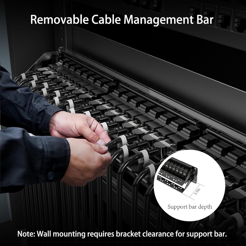48 Port Cat 6 Patch Panel, 2U Rackmount/Wall Mount, 10Gbps Ethernet, UL Listed