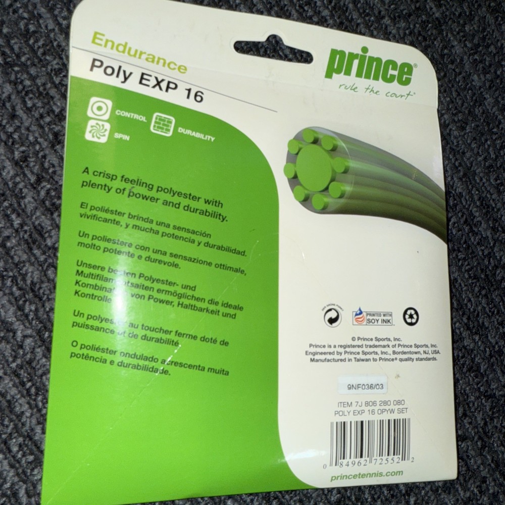 Tennis string set replacement Prince Poly EXP 16/1.30 String Set 40ft 12.2 Meter