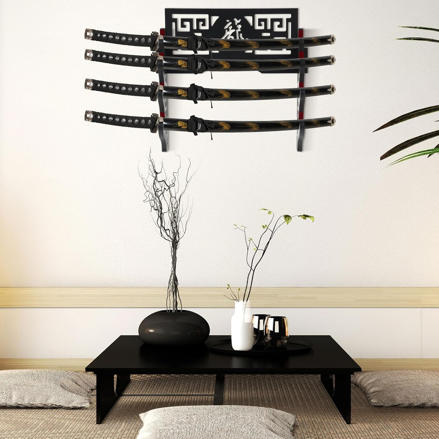 Katana Mount Sword Holder Stand Wall Mount Katana Samurai Sword Display 4Tier