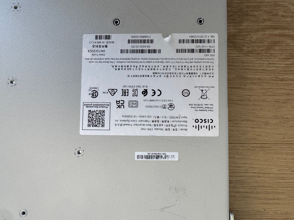 Cisco Firepower FPR-1140 Network Security Firewall - Powers On (WITH SSD)