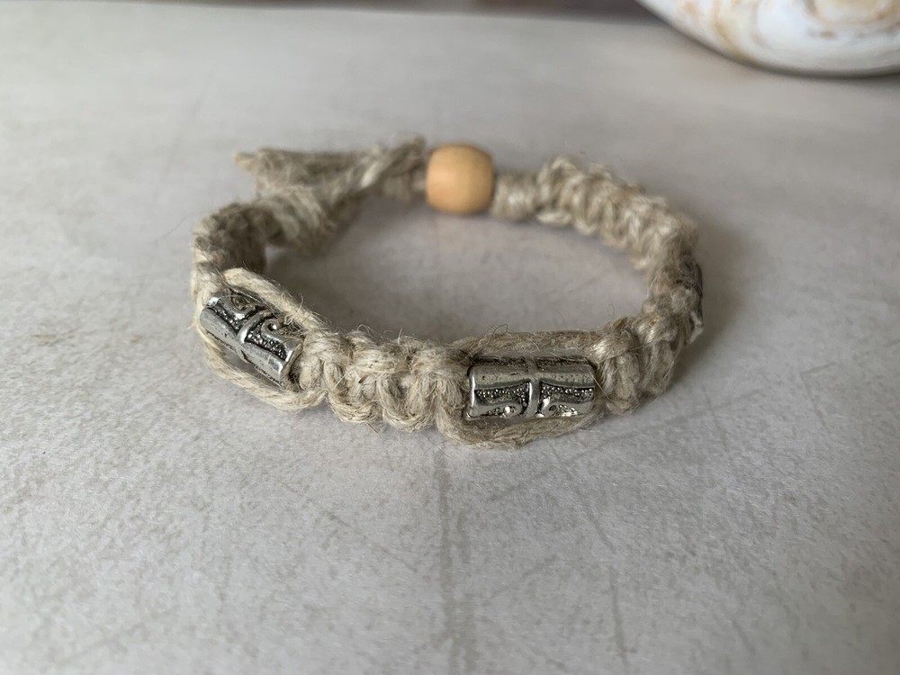 Surfer Hemp Bracelet Thick Phatty Pewter Beads