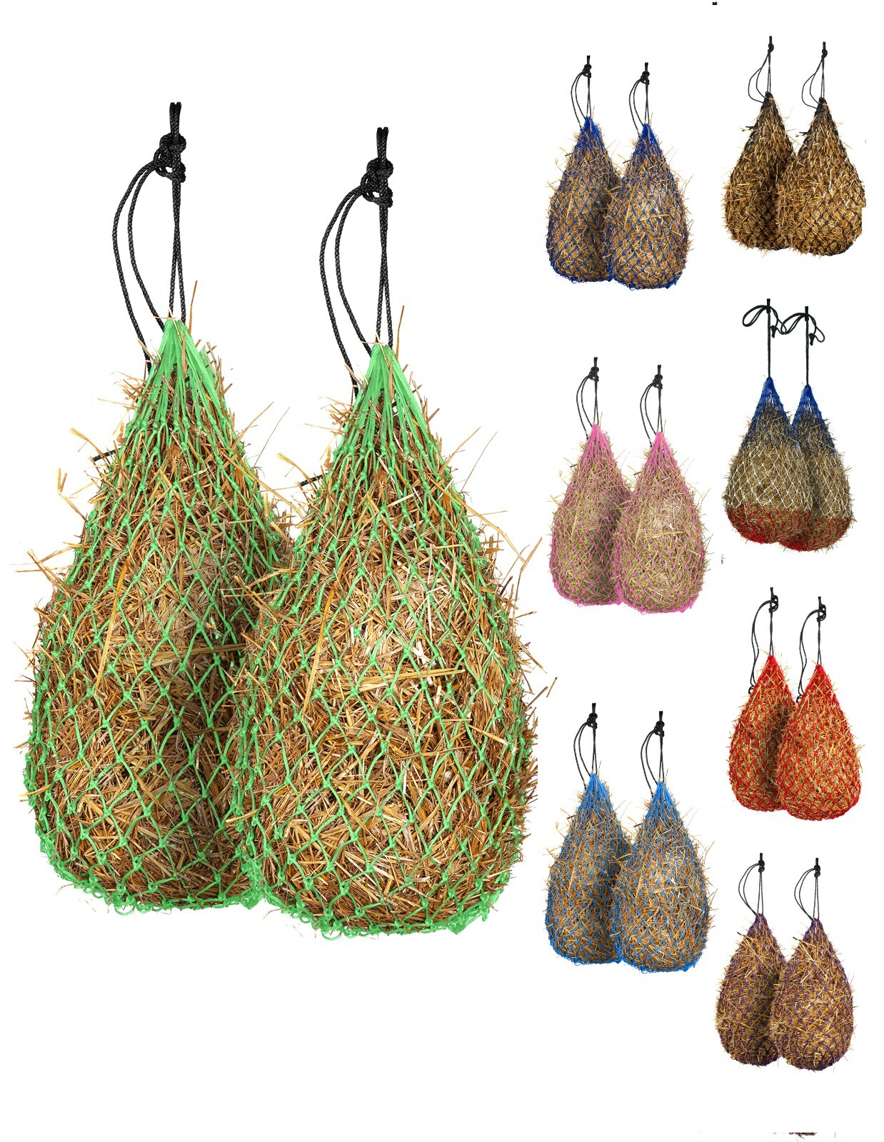 Majestic Ally 2 pcs Slow Feed 42” Hay Net with soft 2"x2" holes for Horses