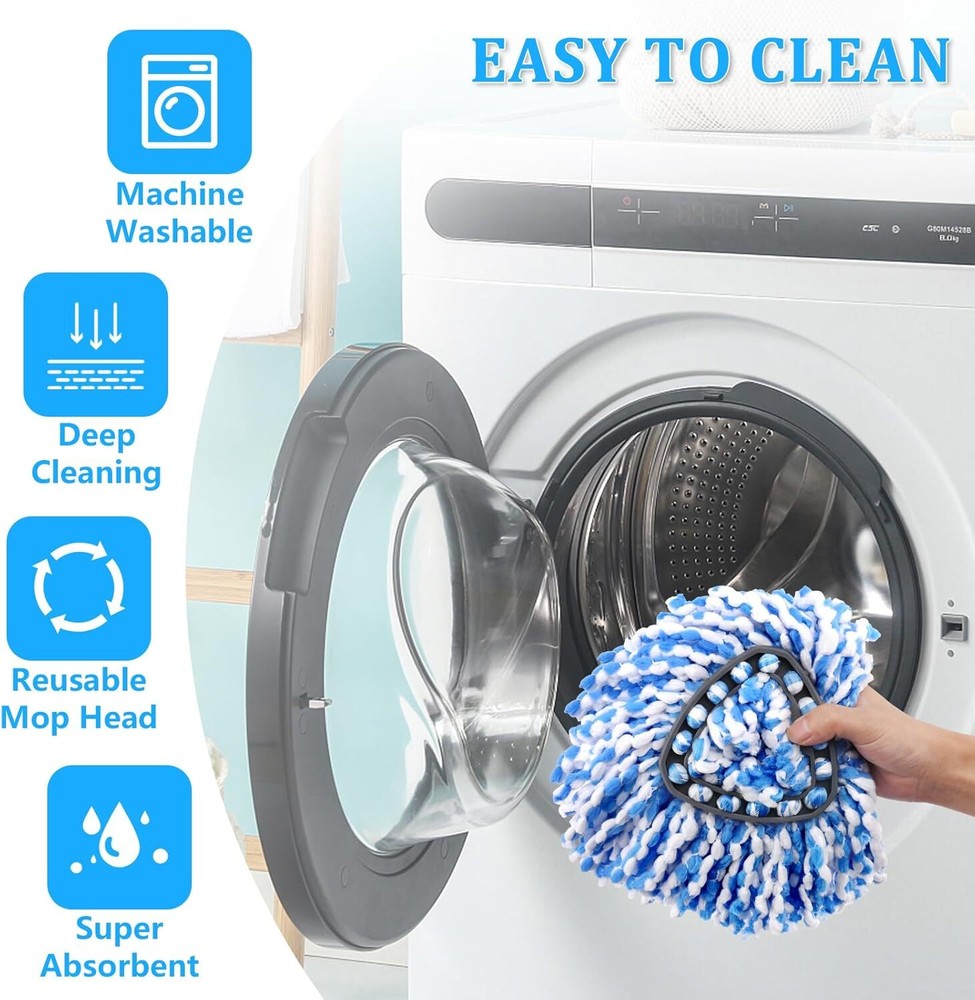 4x Replacement Microfiber Mop Head Wring Refill For O-Cedar RinseClean Spin Mop