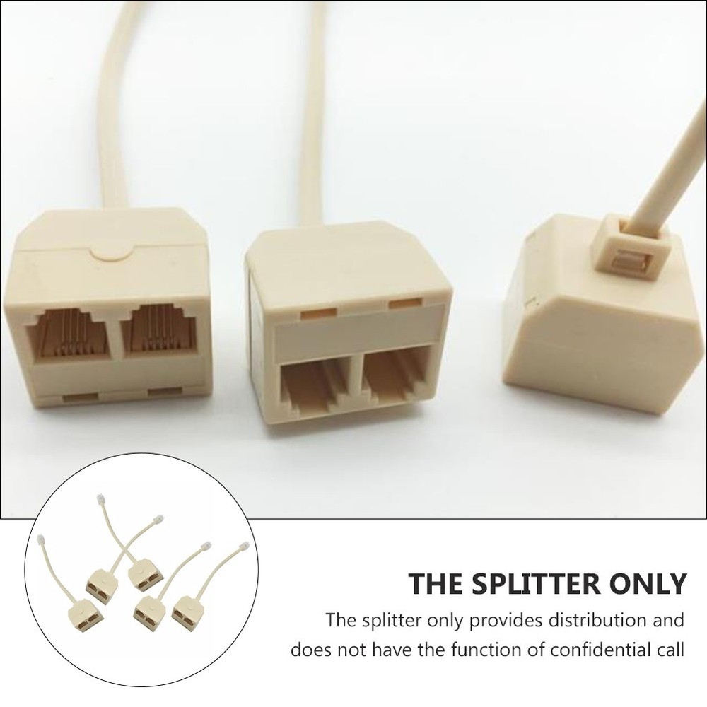 5 Pcs 2 Way Telephone Plug Landline Splitter Adapter Socket