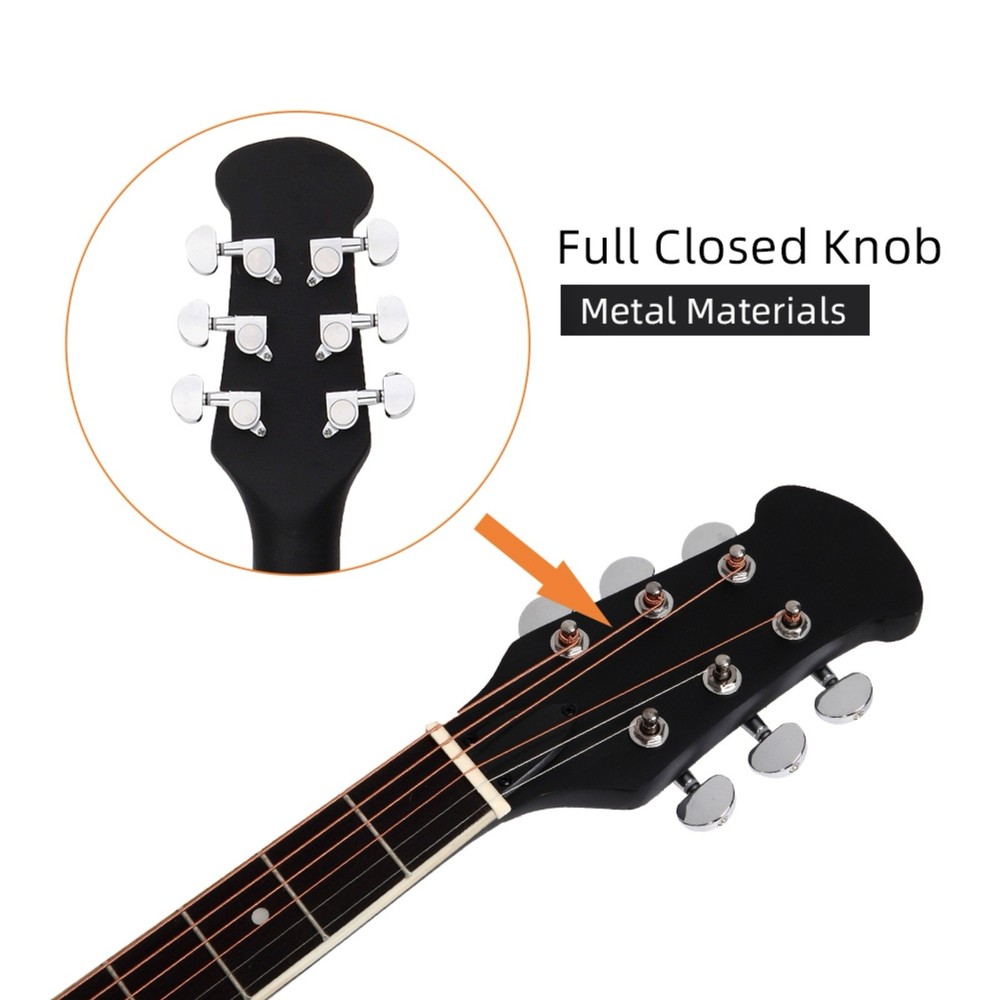 Solid Spruce Top 41-Inch Acoustic Beginner Guitar Set - Roundback Black Cutaway