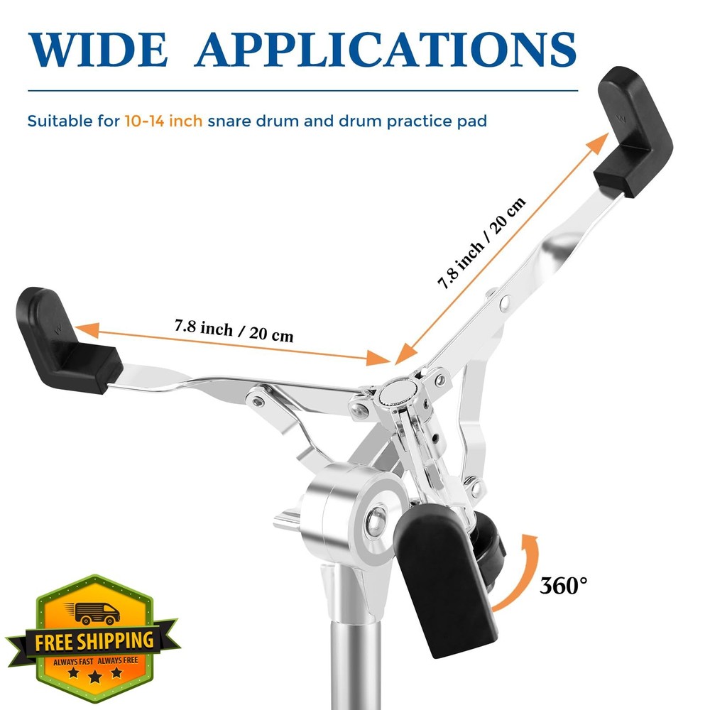Snare Drum Stand, Adjustable Height for 10-14" Drums, Practice Pads