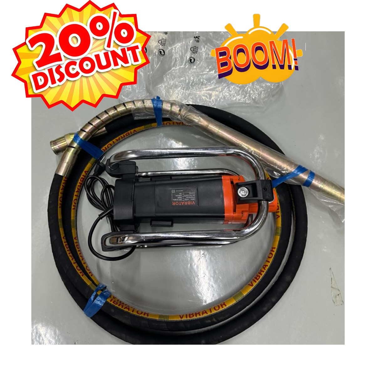 Electric Concrete Vibrator 2000W 14-3/4 feet Poker to Remove Air Bubbles