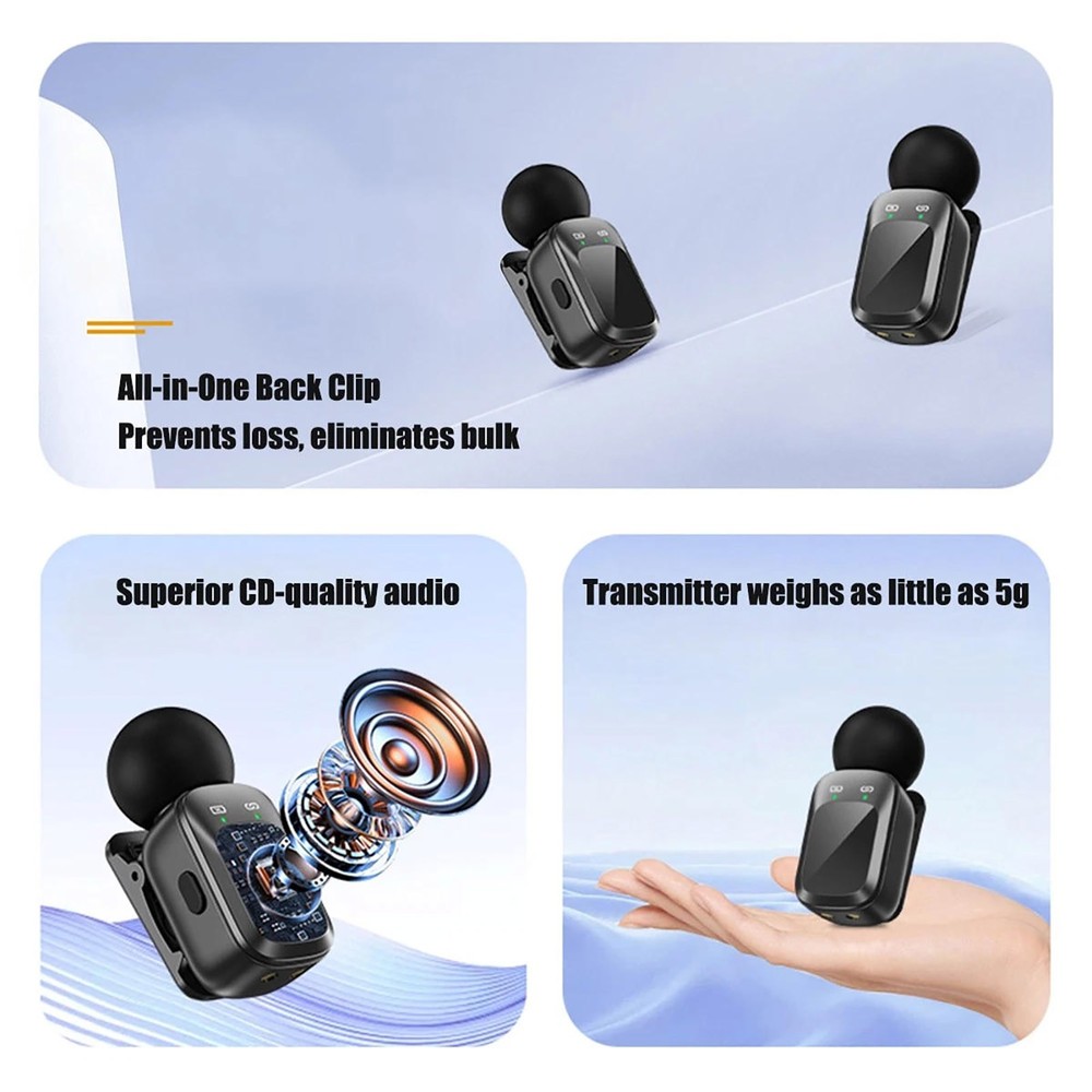 Wireless Type-C Microphone with Charging Case for Android iPhone Video Recording