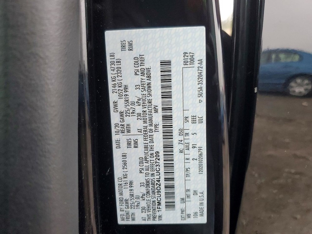 LEFT REAR DOOR WINDOW REGULATOR OEM 2020 FORD ESCAPE
