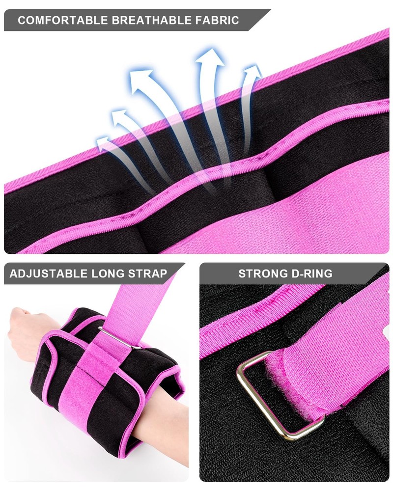 Adjustable Ankle Weights 1-3 LBS Pair with Removable Weight for Jogging Gymna...