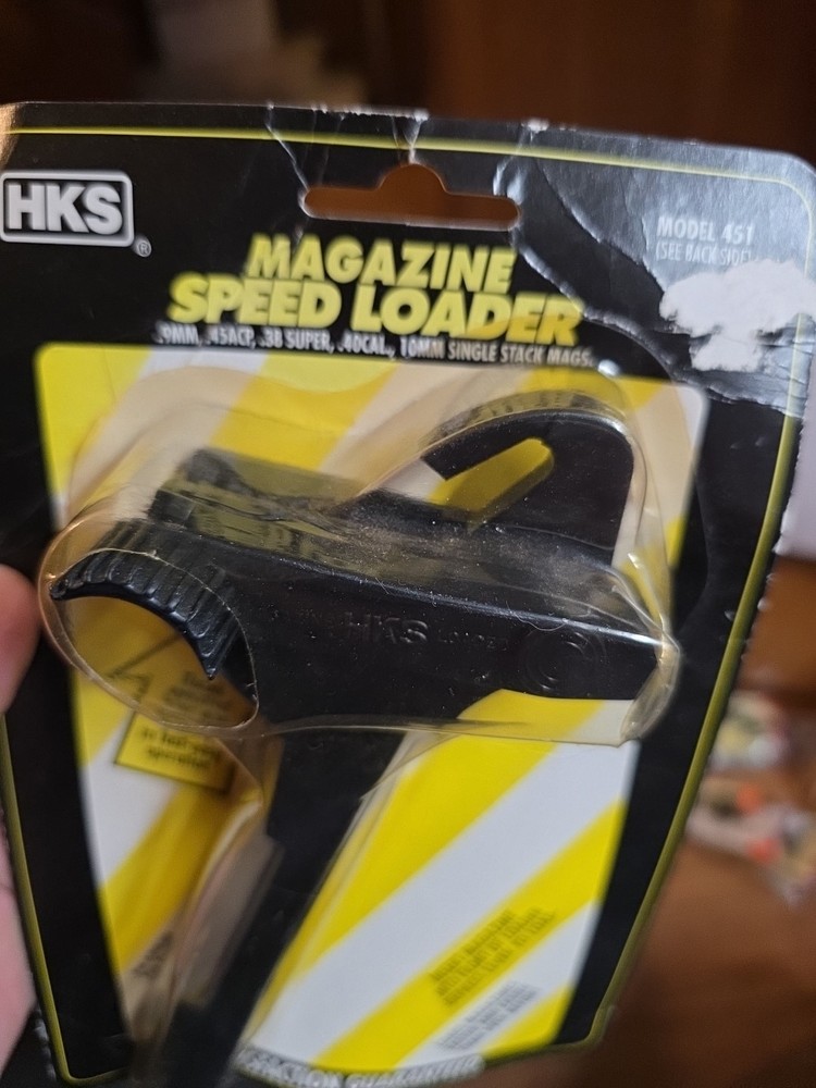 HKS MAgazine Speedloader Model 451 Adjustable 9mm 10mm .45 .38 Single Stack Mags