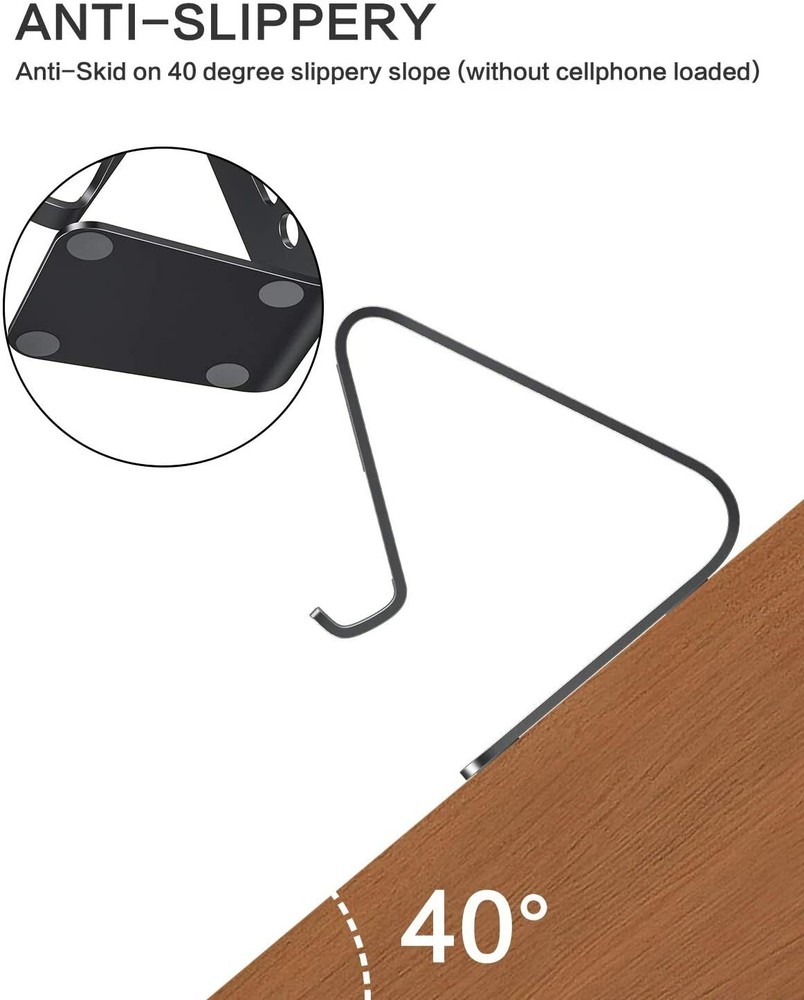 OMOTON Desktop Aluminum Cell Phone Tablet Stand Holder (Updated Version), Black