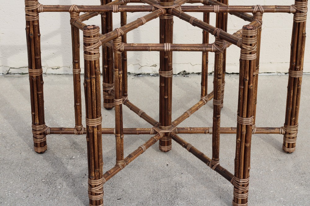 Authentic McGuire Hexagonal Bamboo Rattan Organic Modern Dining Table Base