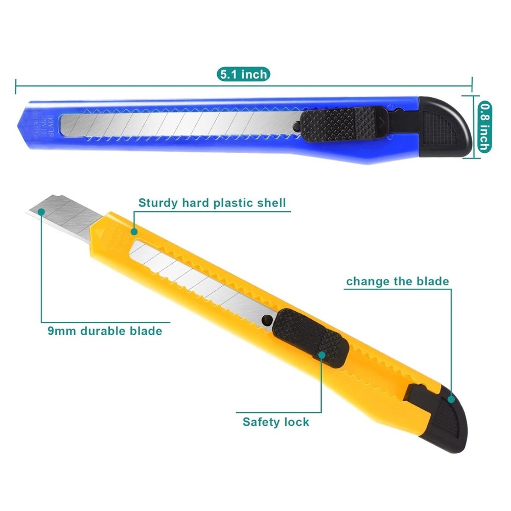 10x Razor Blade Utility Knife Box Cutter Sharp Snap Precise Exacto Plastic Case
