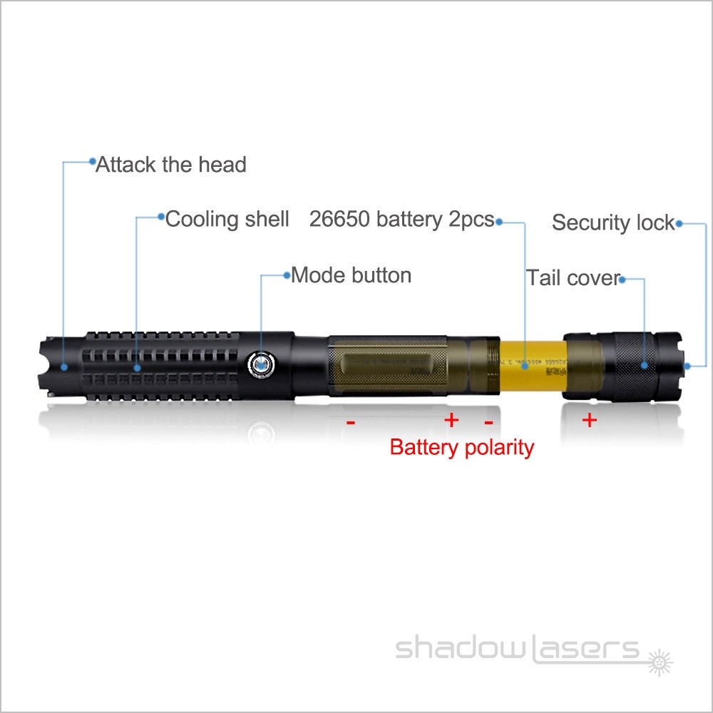 THOR II Adjustable Focus 450nm Blue Laser Pointer Pen Light Visible Beam+Case