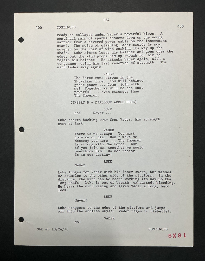 Empire Strikes Back Fourth Draft Shooting Script Oct 24 '78 Lucasfilm Coded Copy