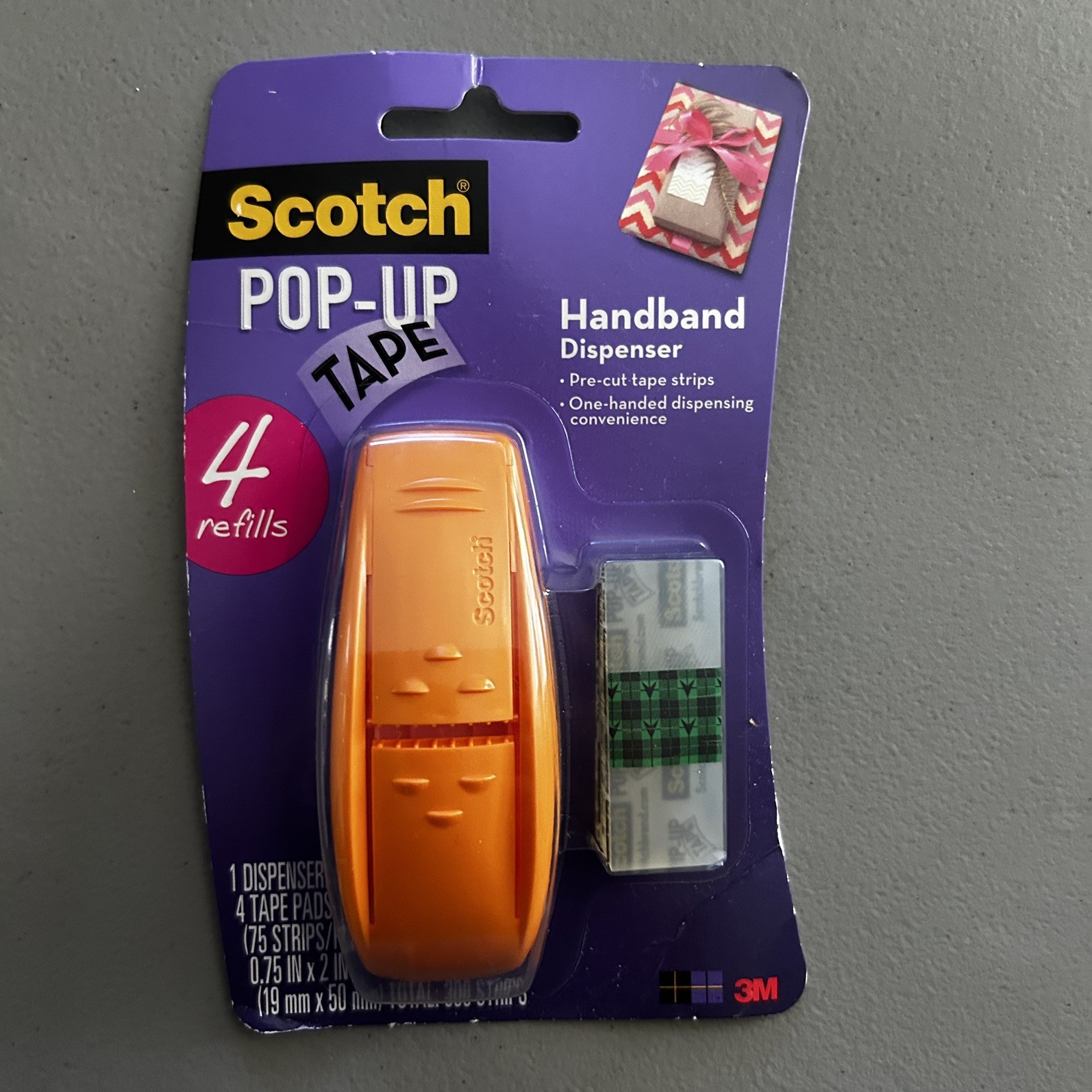 Scotch Pop-Up Tape Orange Handband Dispenser with 4 Refills Discontinued New