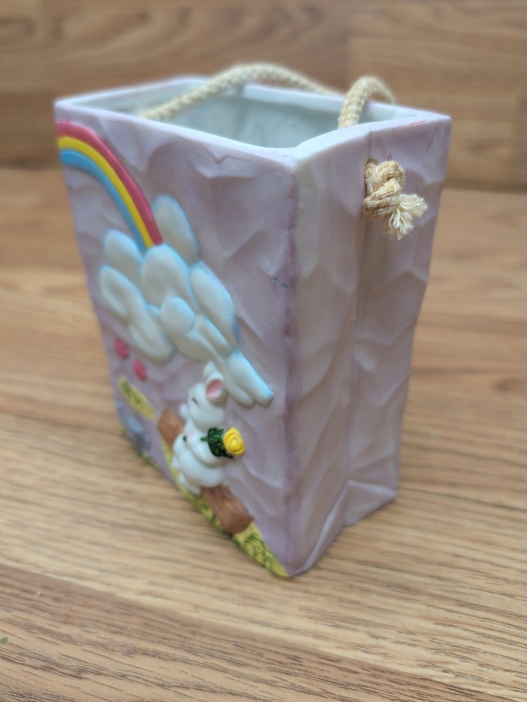 Brown & Haley Ceramic Easter Candy Treat Bag Rainbow Bunny🌈