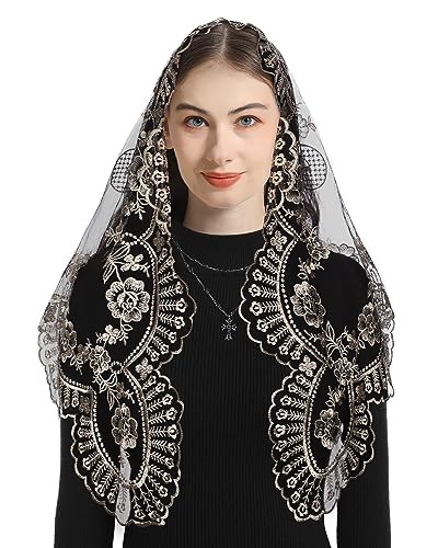 Triangle Catholic Church Mantilla Veils for Religious Christian Floral White