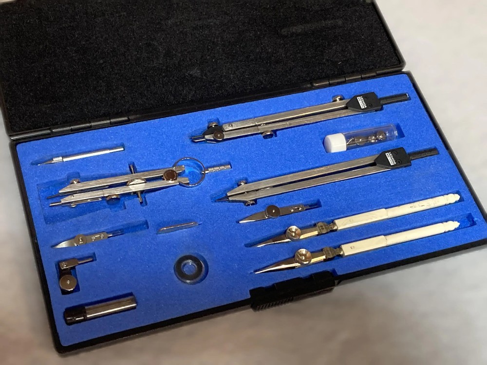 Vintage UCHIDA KD Drafting Set Compass Divider Dual Ruling Pens Japan