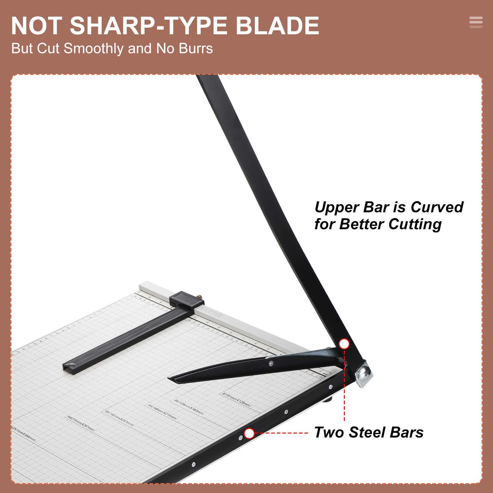 Paper Cutter B4 Paper Trimmer 15" Cutting Length 12 Sheet Capacity Paper Cutter