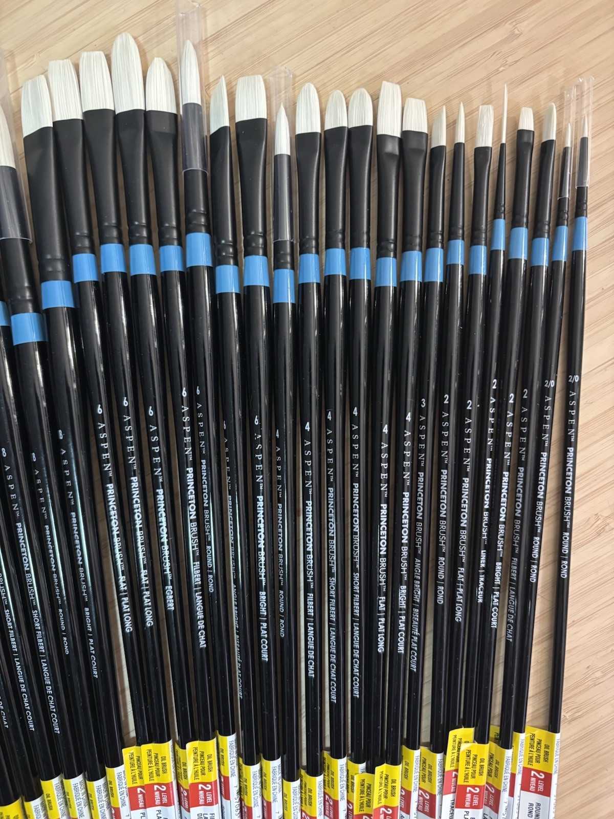 Princeton Aspen Long Handle Oil Paint Brushes - Lot Of 32/ Brand New