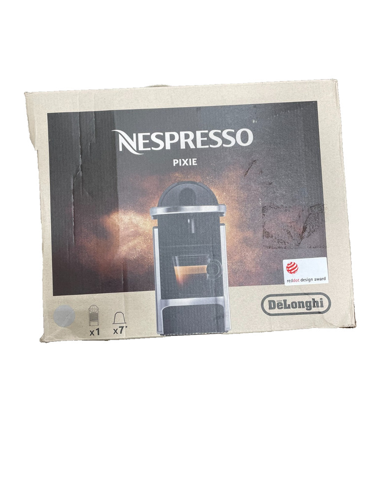Nespresso Pixie Espresso Capsule Cofee Machine By Delonghi Black Silver