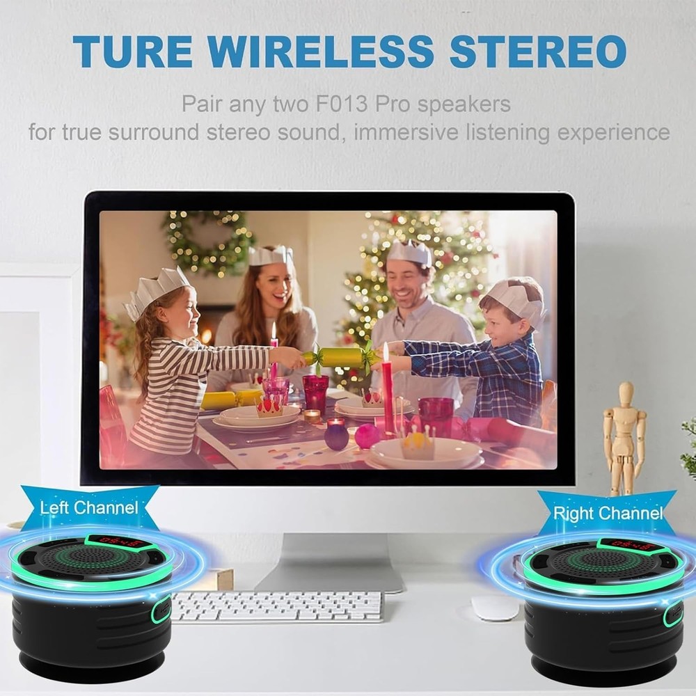 Compact 360° Surround Sound Bluetooth Speaker - Waterproof for Beach & Home