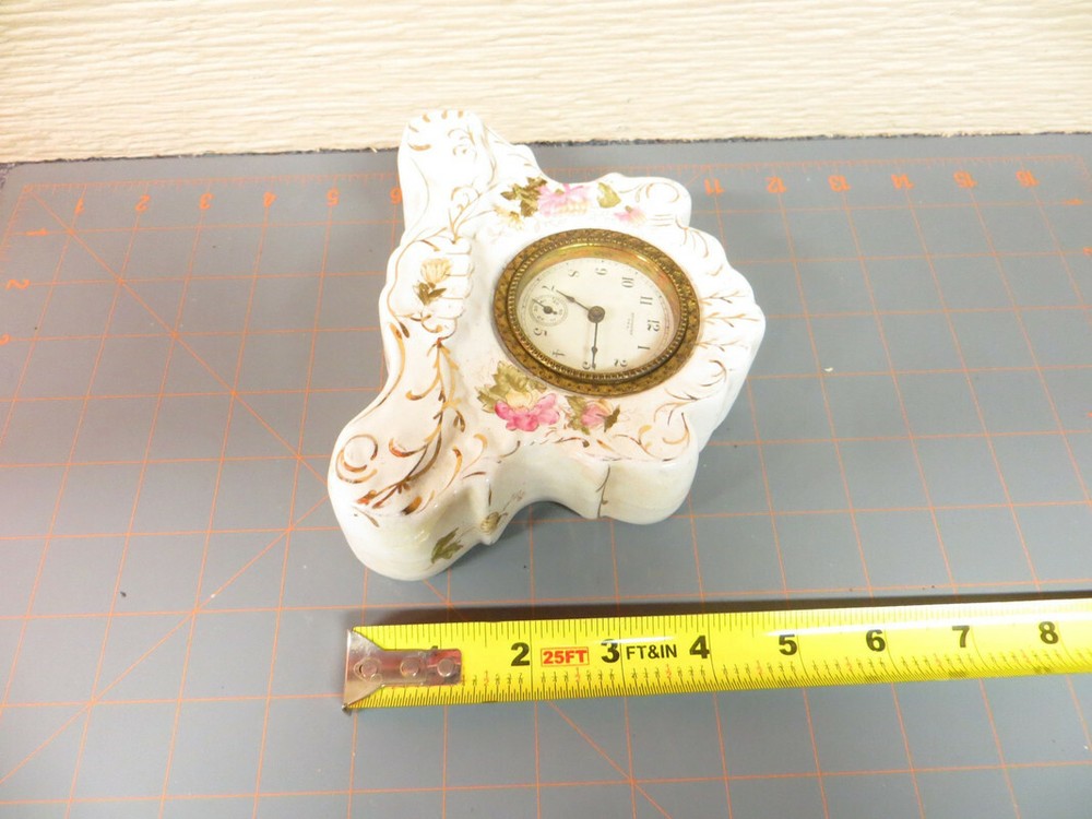 New Haven Ceramic Clock antique mantle cute gift WL