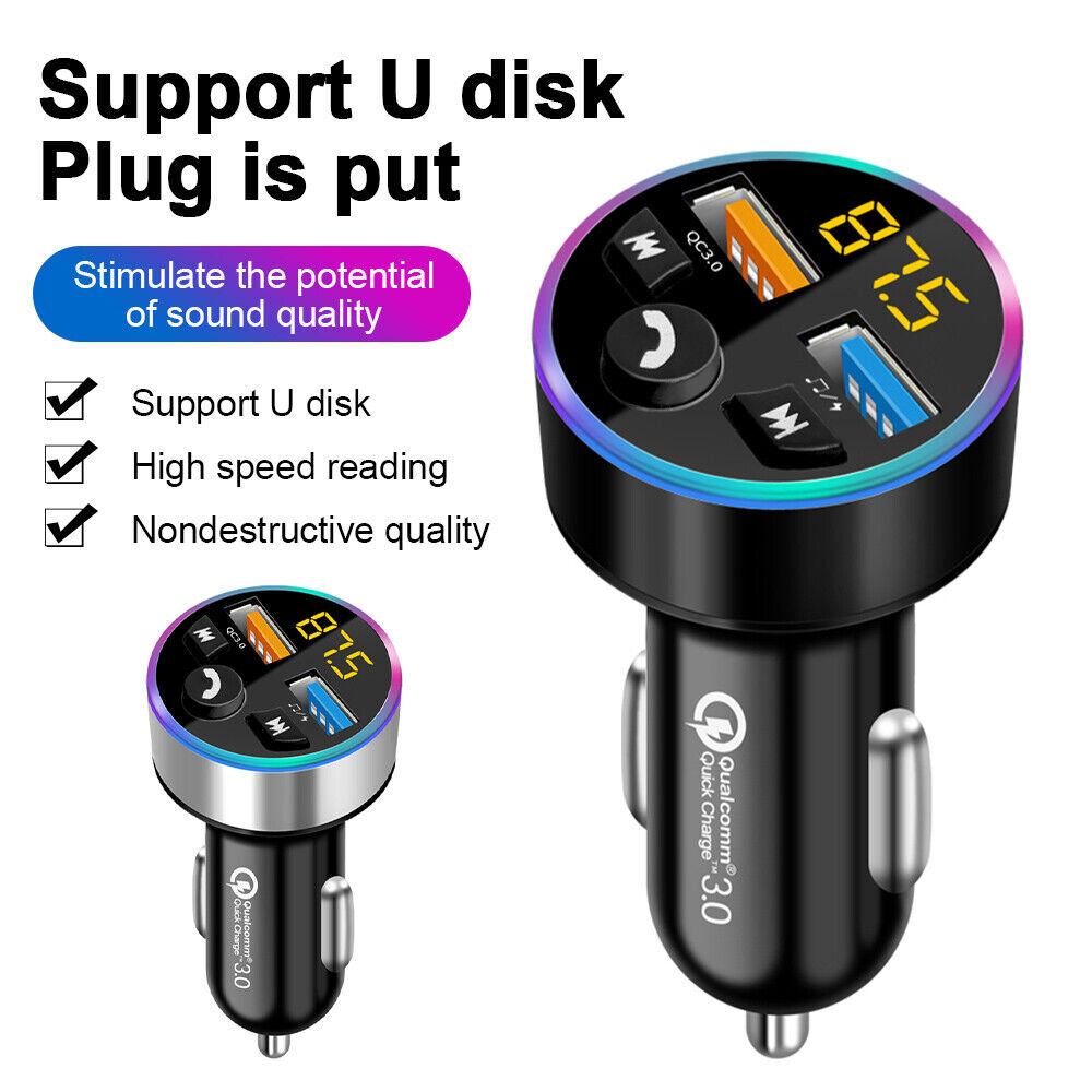 Cigarette Lighter Car Bluetooth FM Transmitter Radio Adapter 2 USB Charger