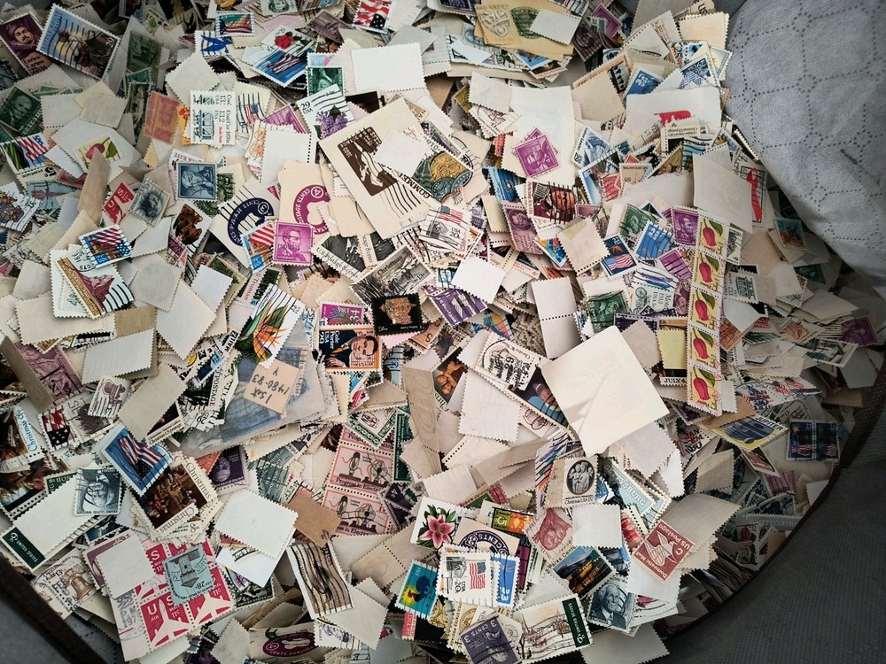 1 Pounds Used Misc Stamps off paper From 1c - 32c. Great Variety!