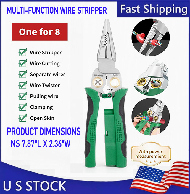 8-In-1 Wire Stripper Twister Set - Includes Cable Scissors Voltage Tester Pliers