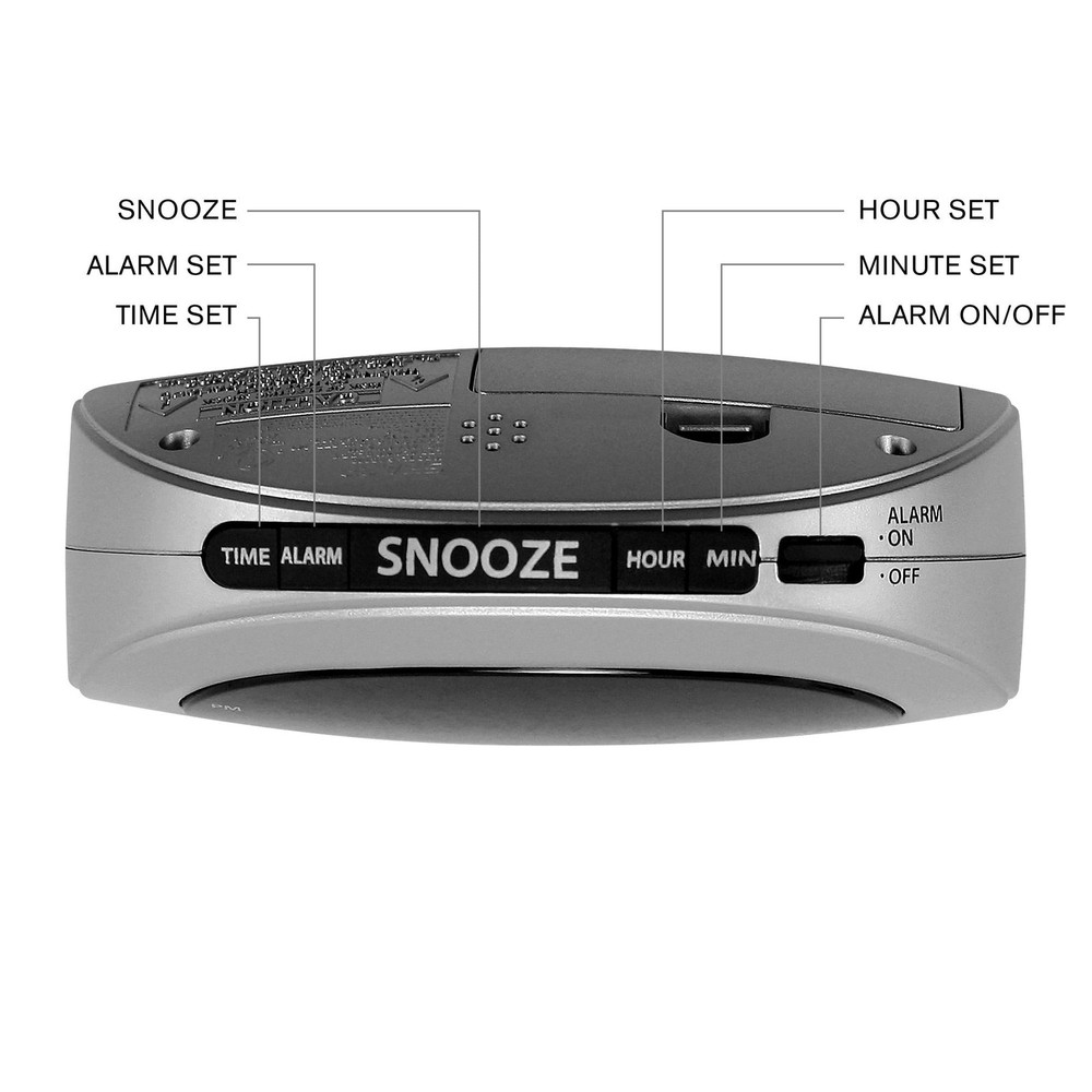 Digital Alarm Clock, Cosmic Silver, Easy to Set Controls, Red LED Display
