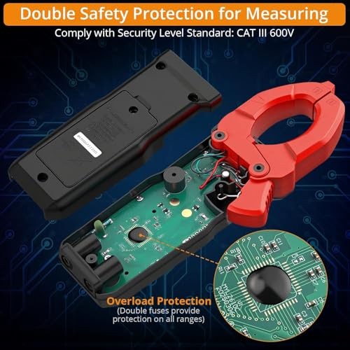 Clamp Meter 4000 Counts Amp Meter for TRMS AC Current Red,600A AC Current
