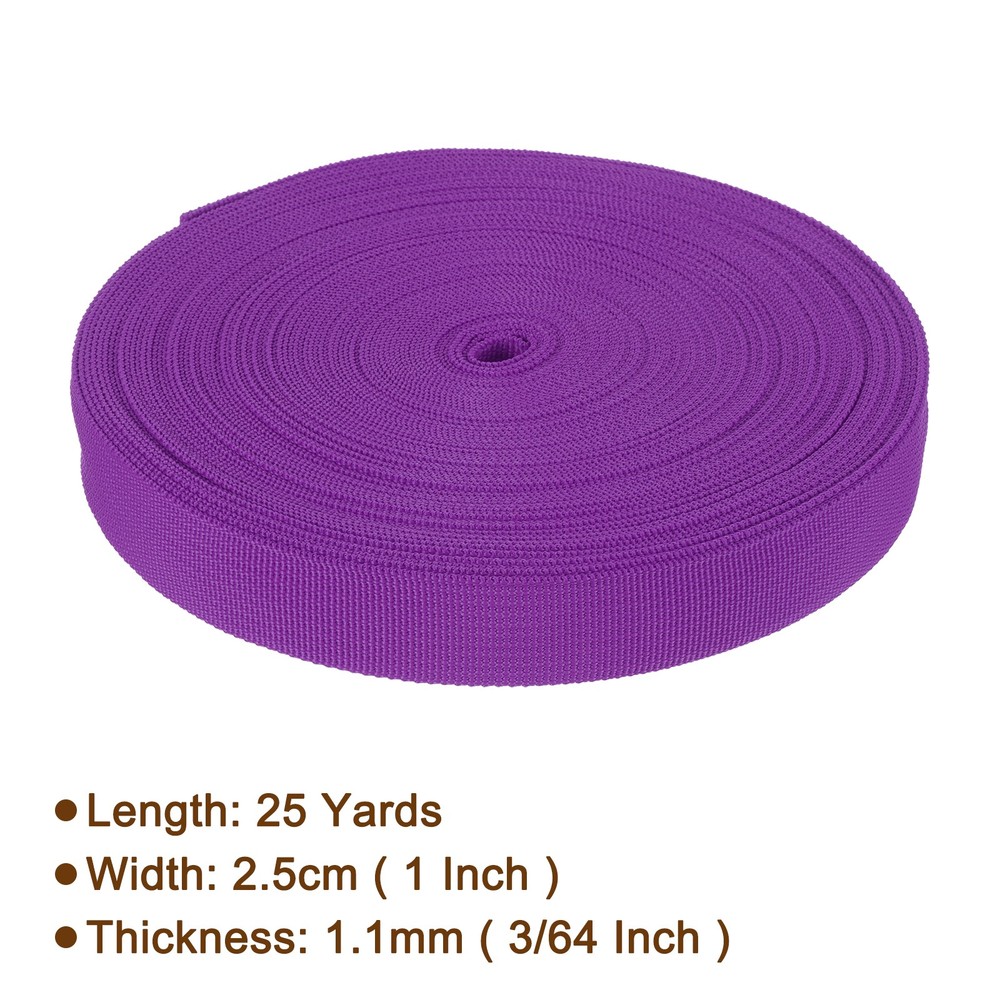 Nylon Webbing Strap 25 Yards 1" Polypropylene Lightweight Strap Purple