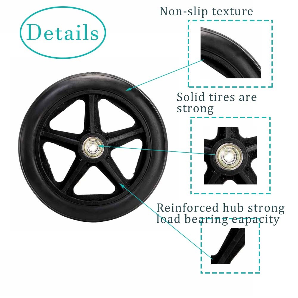 4 Pack 6 Inch Wheelchair Walker Wheels Solid Front Caster with Axles